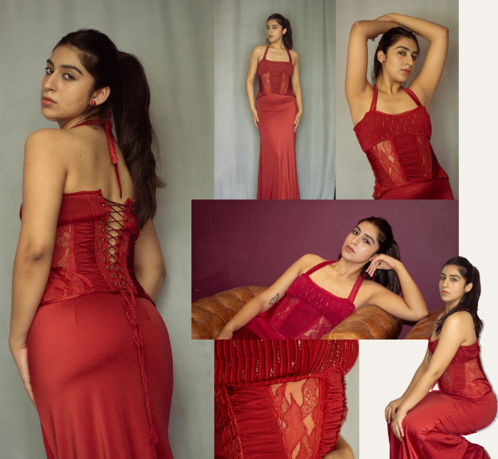 Alara, Corset and long skirt: collage