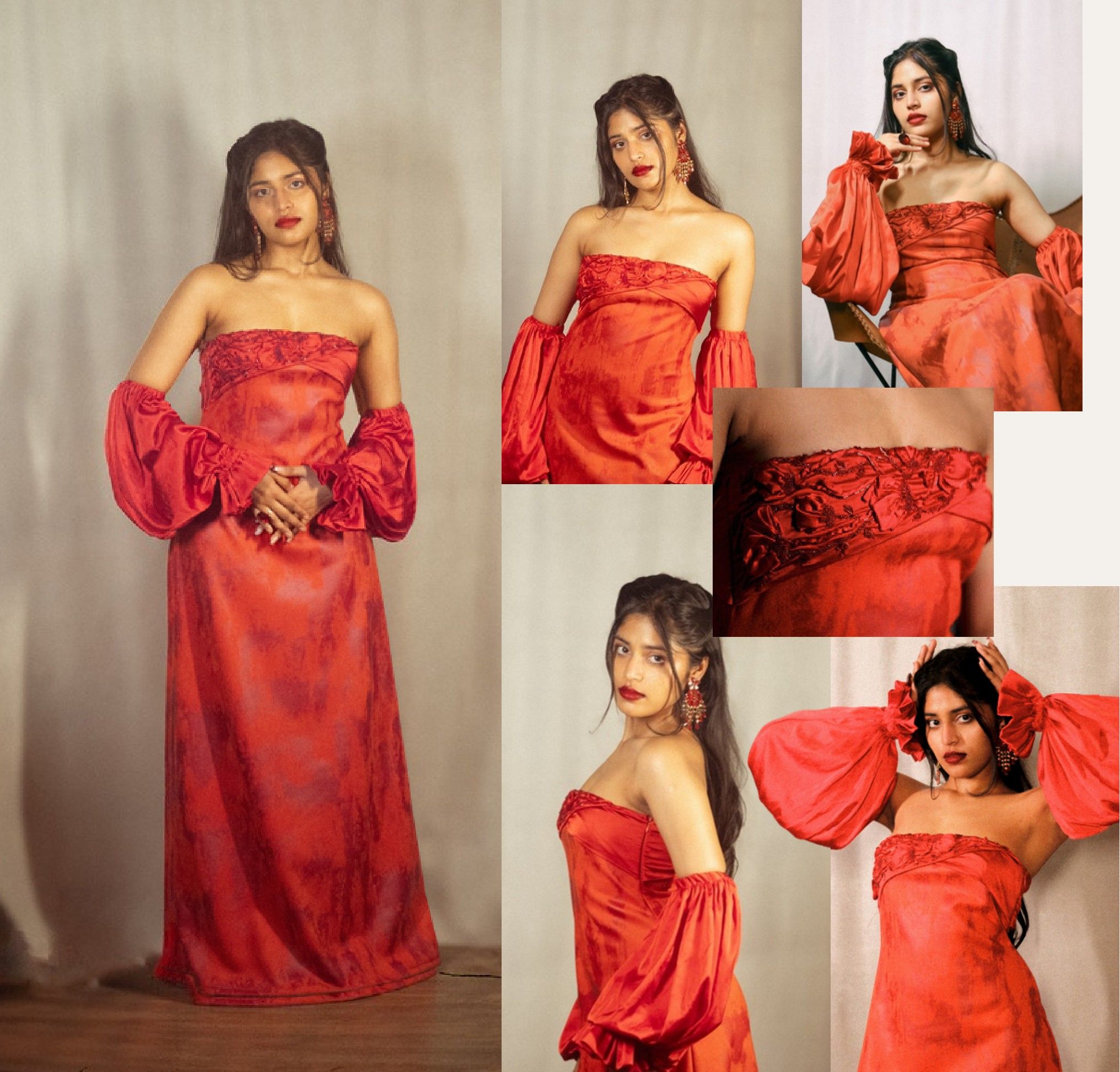 Scarlett, Strapless A-line long dress: collage