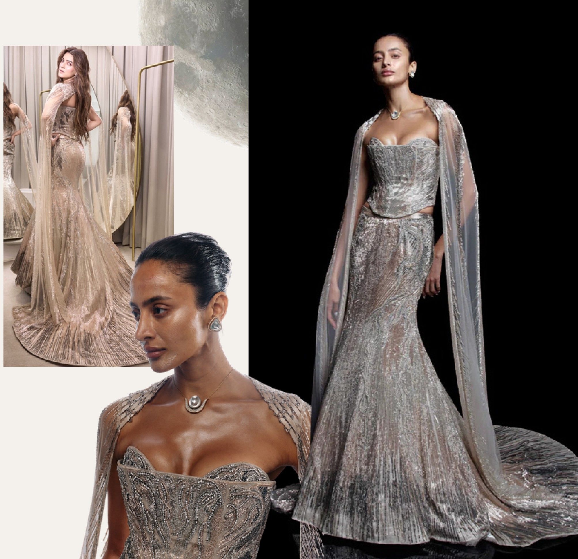 Prabha Lehenga, Lehenga with embroidered cape: collage