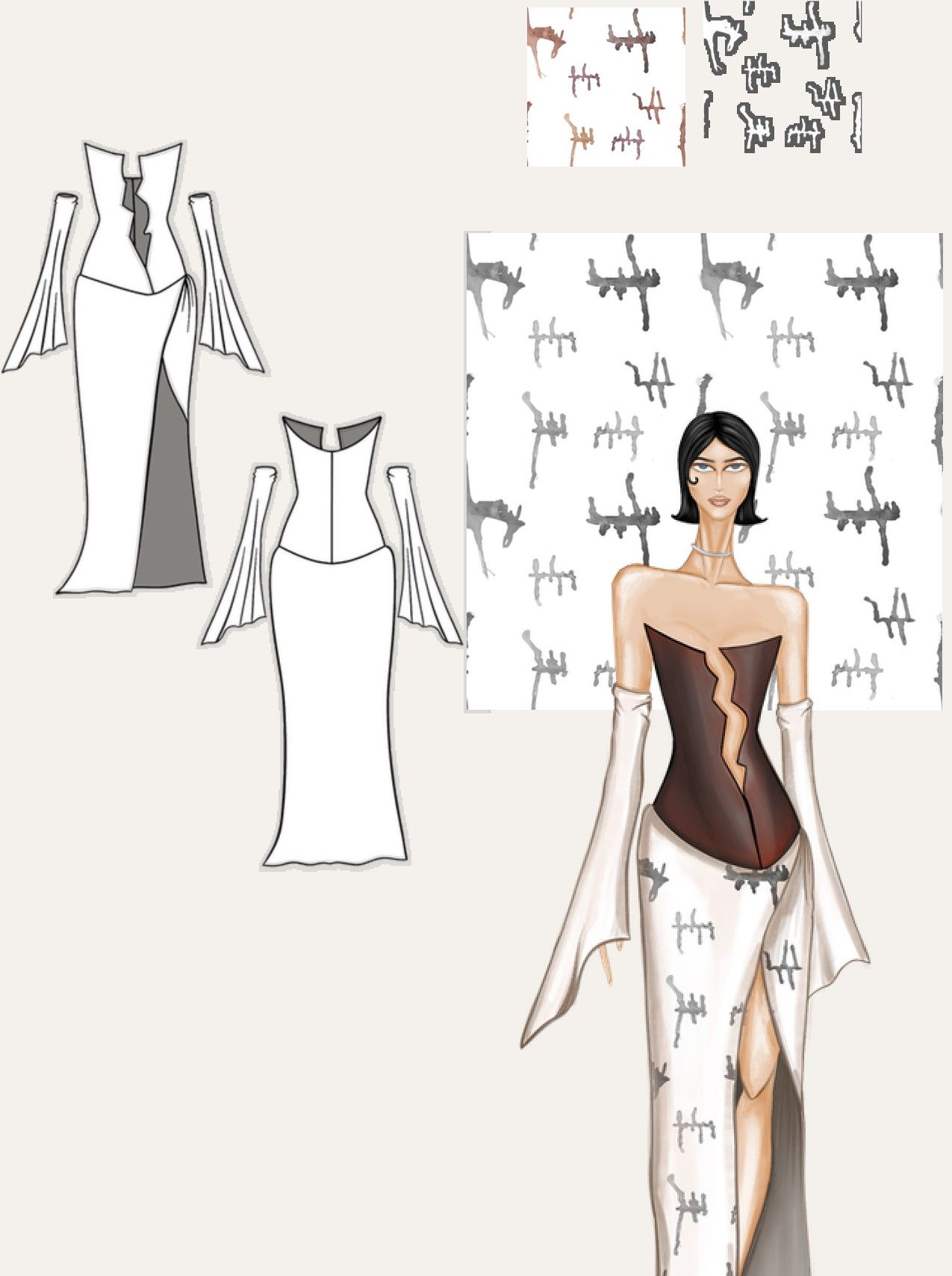 Corsetted Gown, : collage