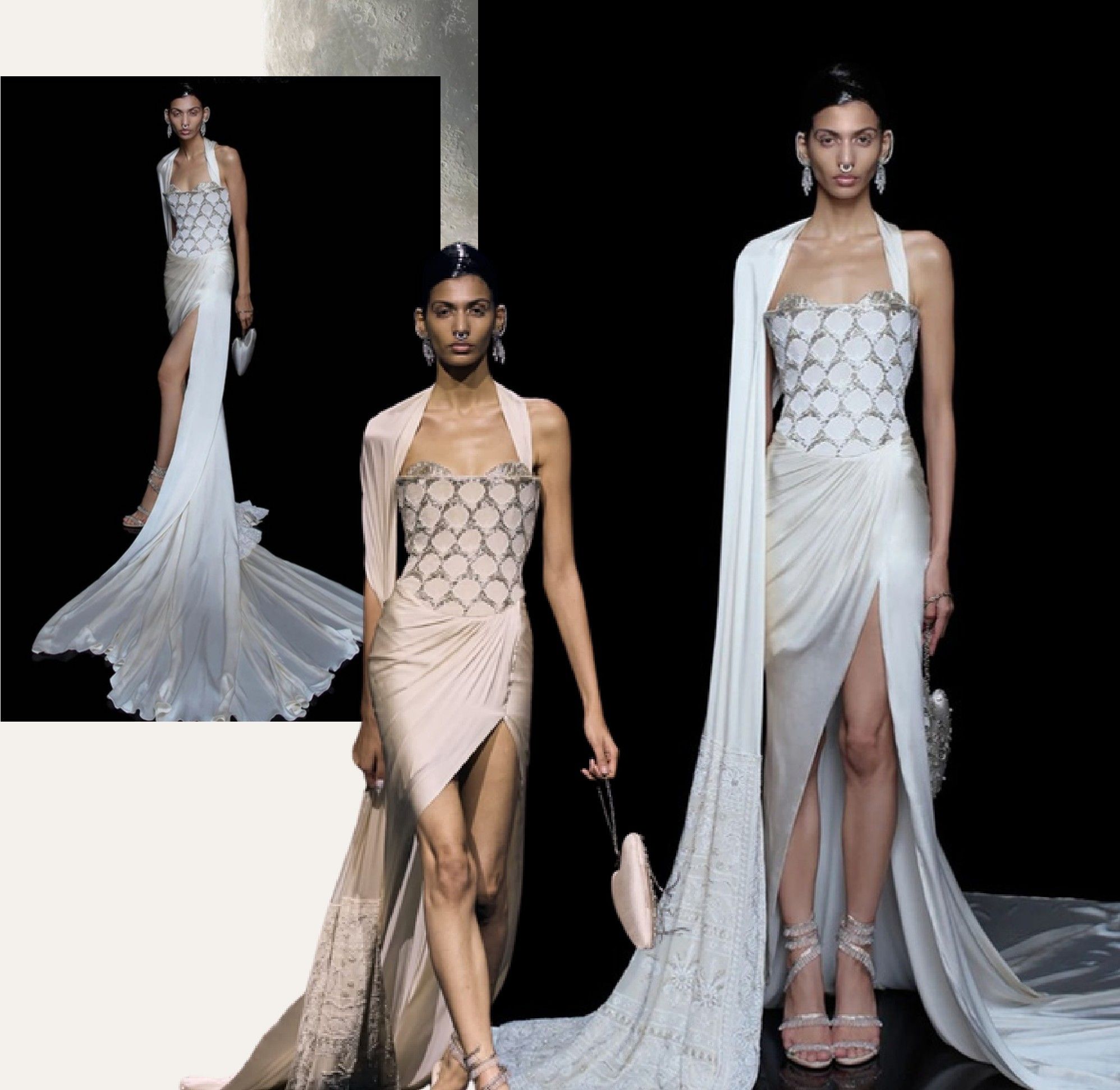 Pearl Heritage Saree Gown, Saree gown: collage