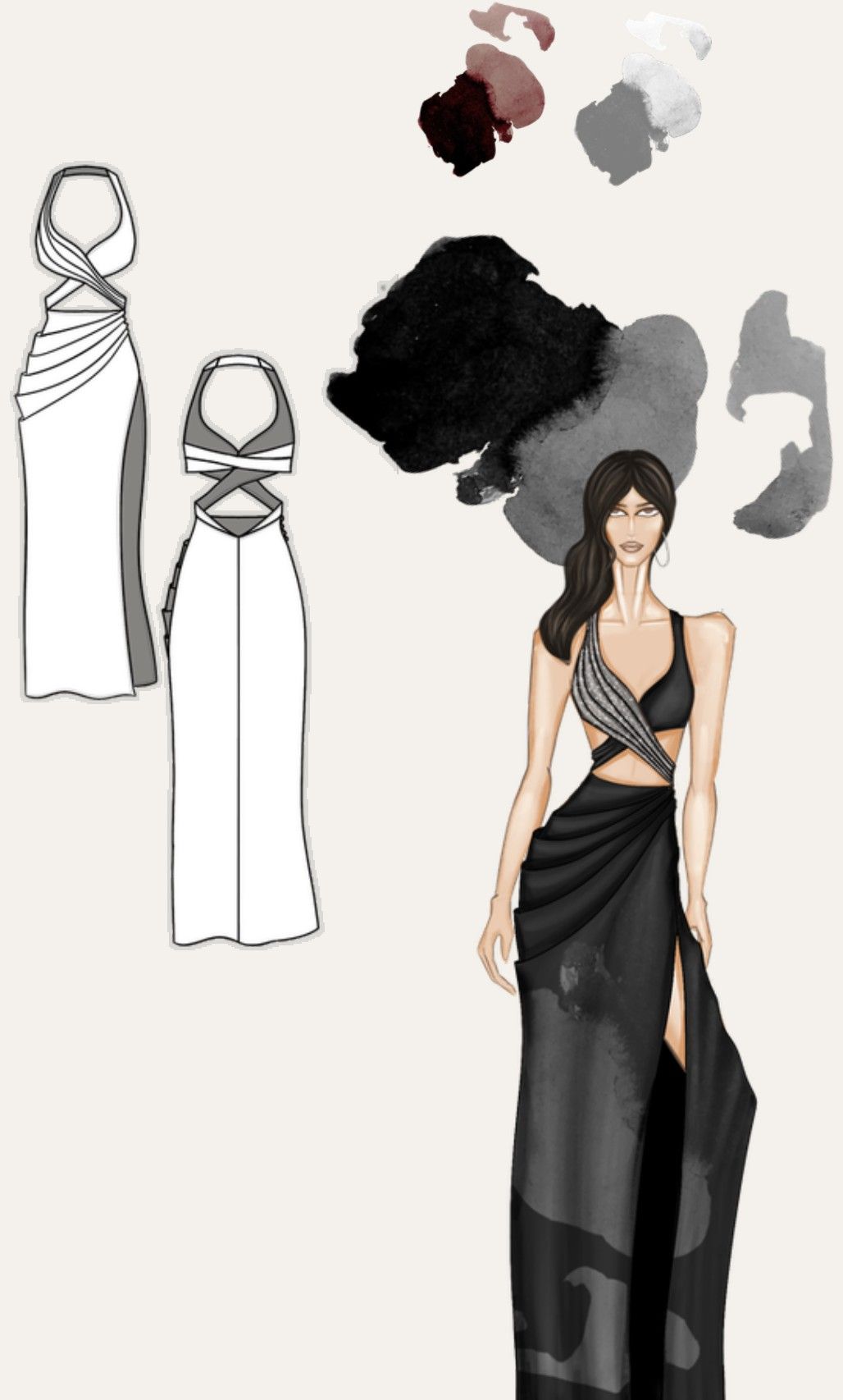 Wrap-around Gown, : collage