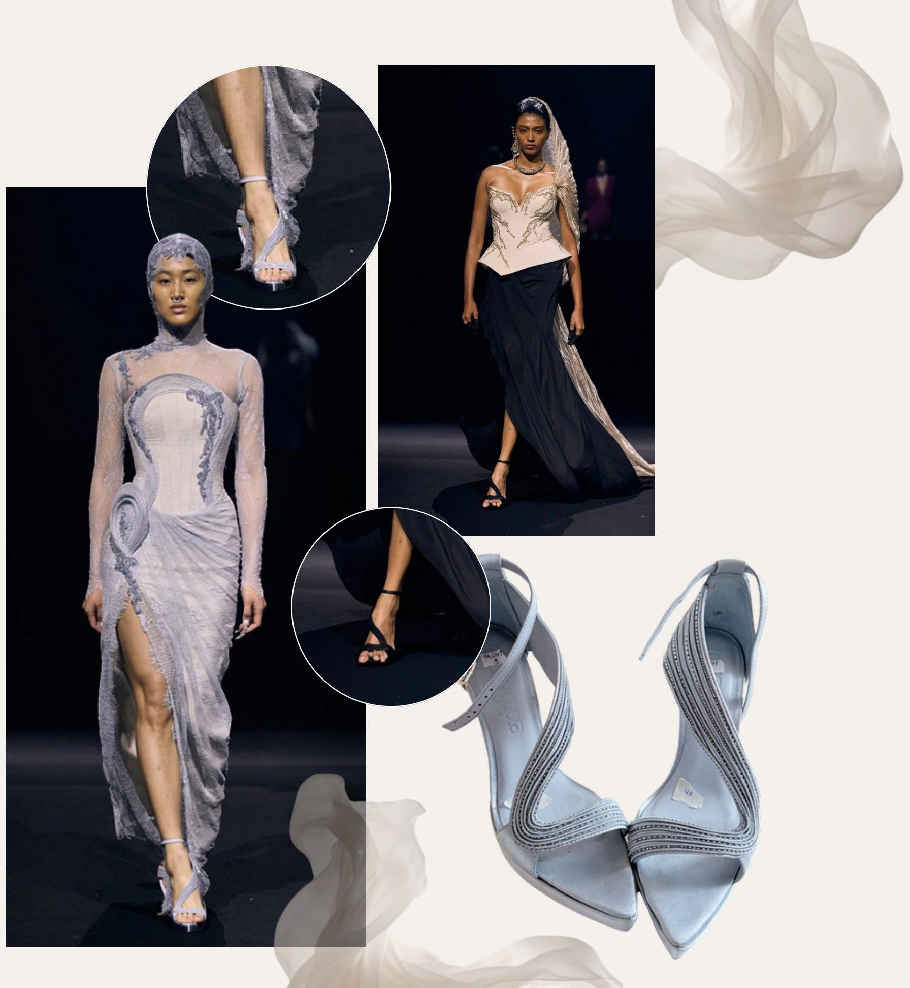 Shoe 1, Sculpting pencil heel: collage