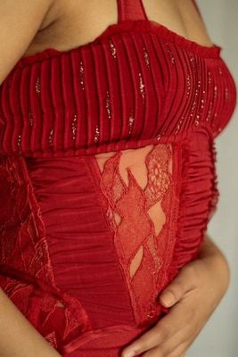 Pintucks + beadwork, ruching, treadle cutwork