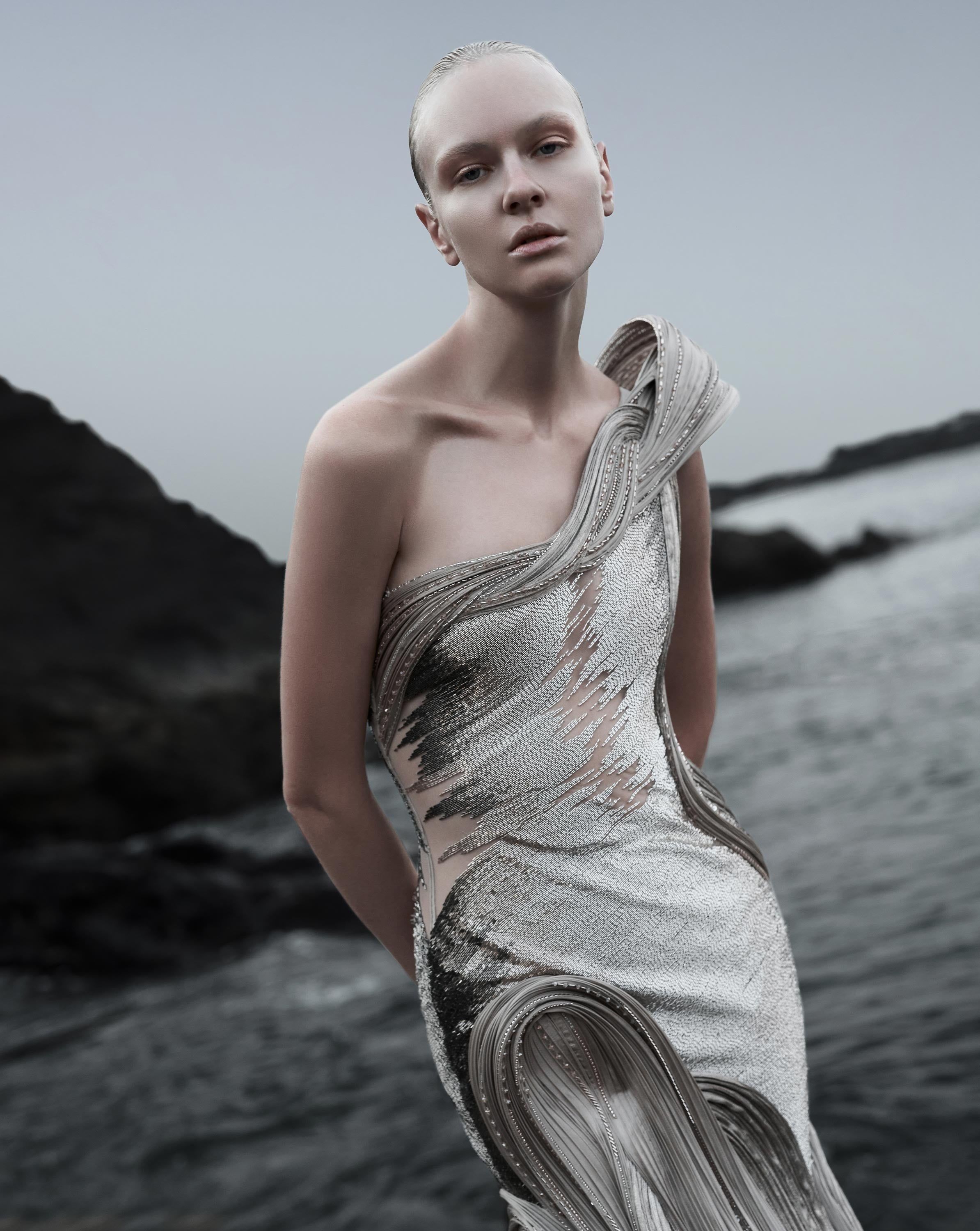 The Sculpted One-Shoulder Satin Gown, Satin and brocade gown