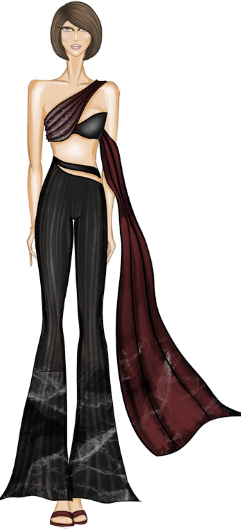 Draped Bustier & Pleated Pants
