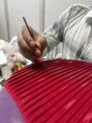 Beadwork in pintucks