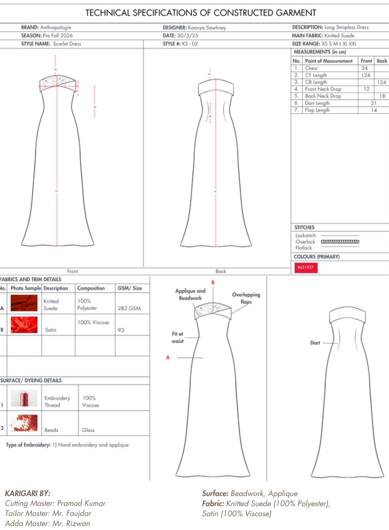 Scarlett technical specification, sheet 1