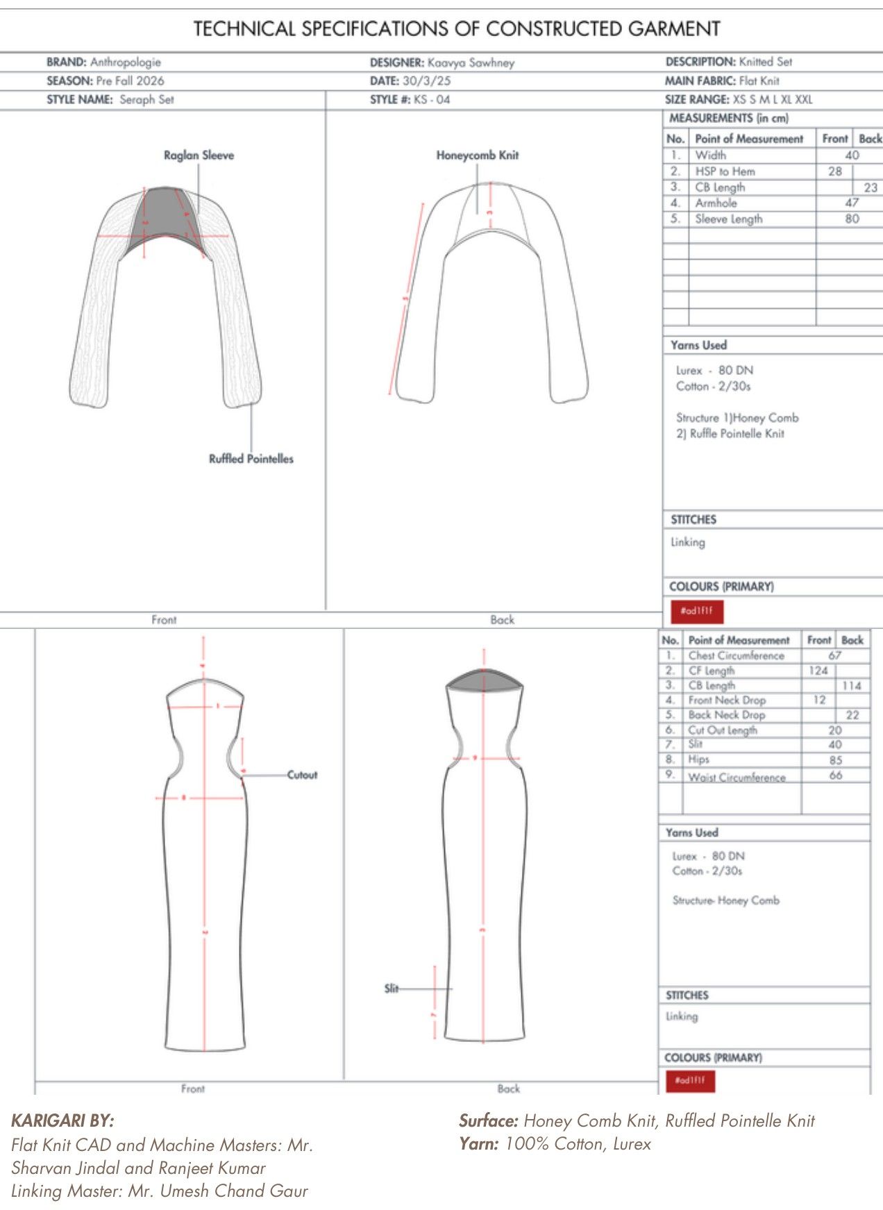 Seraph technical specification, sheet 1